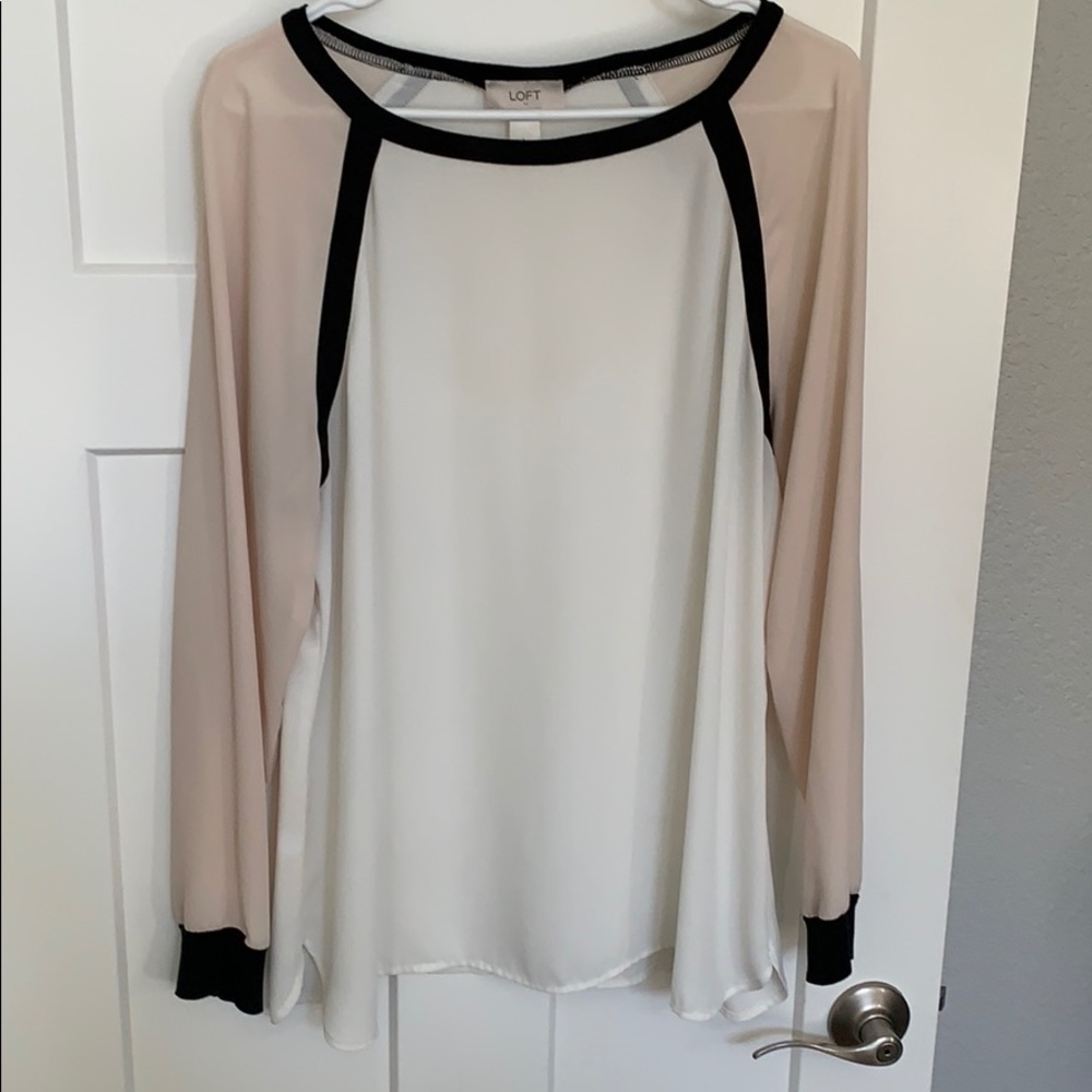 Ann Taylor Loft Pale Pink, Cream Long Sleeve